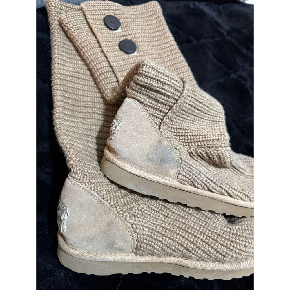 Sz 10 sweater knit tan/brown Cardy UGG boots tall or fold over wear - Picture 7 of 10